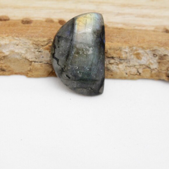 Labradorite Crystal 1/2 Moon Cabochon - Picture 1 of 13